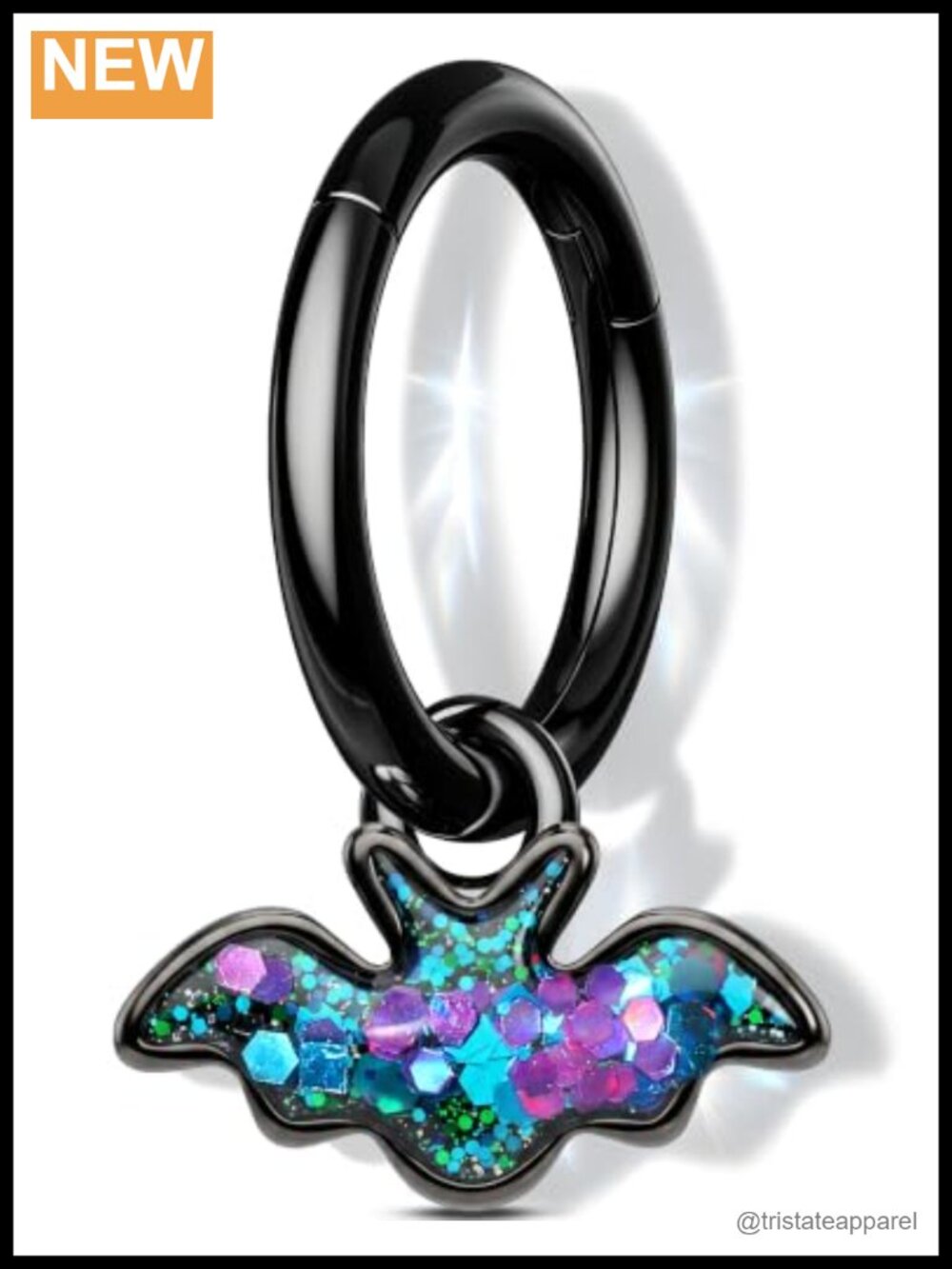 14G Hinged Clicker Belly Ring Bat Charm Stainless Steel Navel Piercing